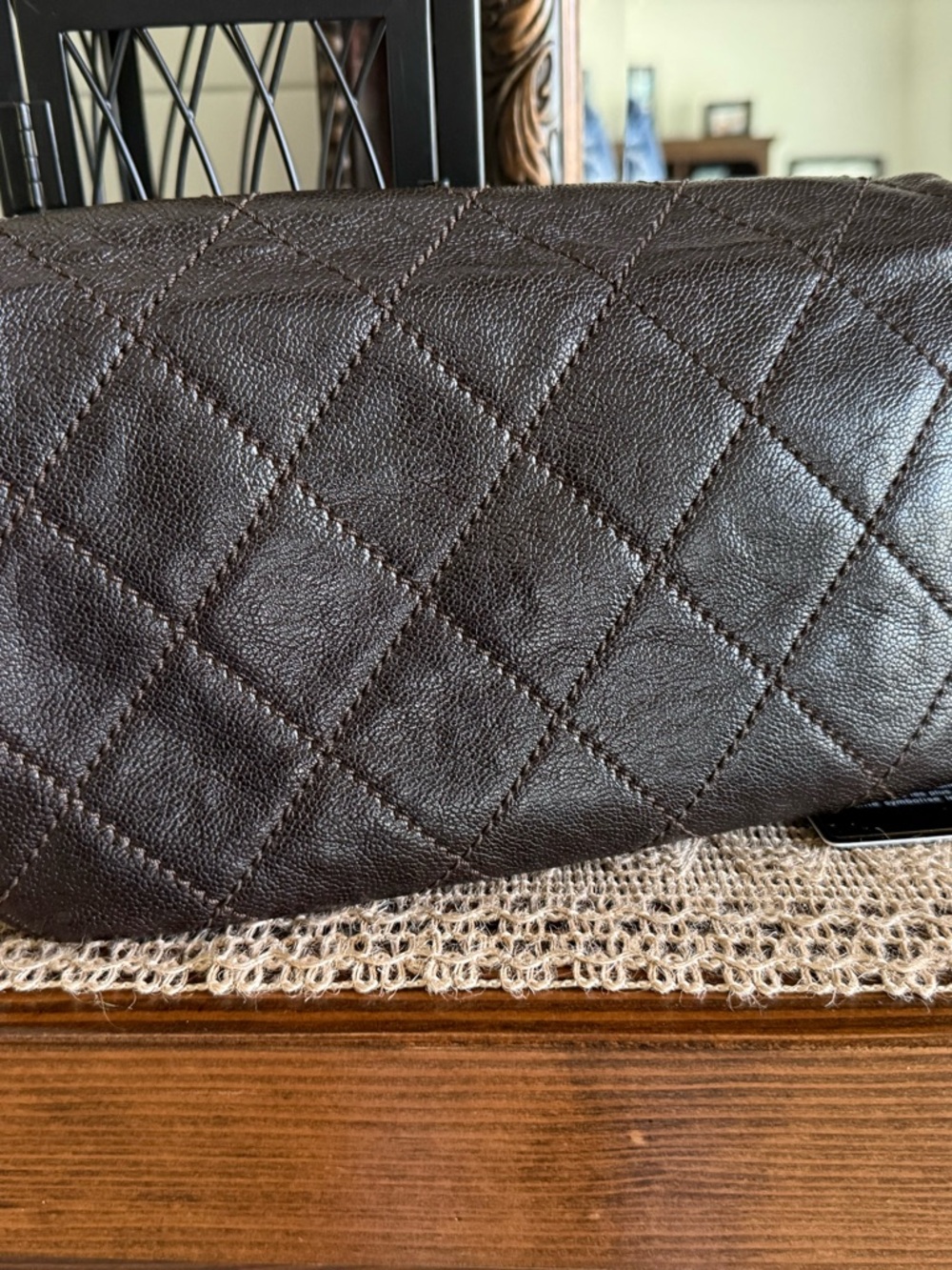 CHANEL Quilted Shoulder Bag in Dark Brown Leather with Silver-Tone Hardware - Picture 9 of 11